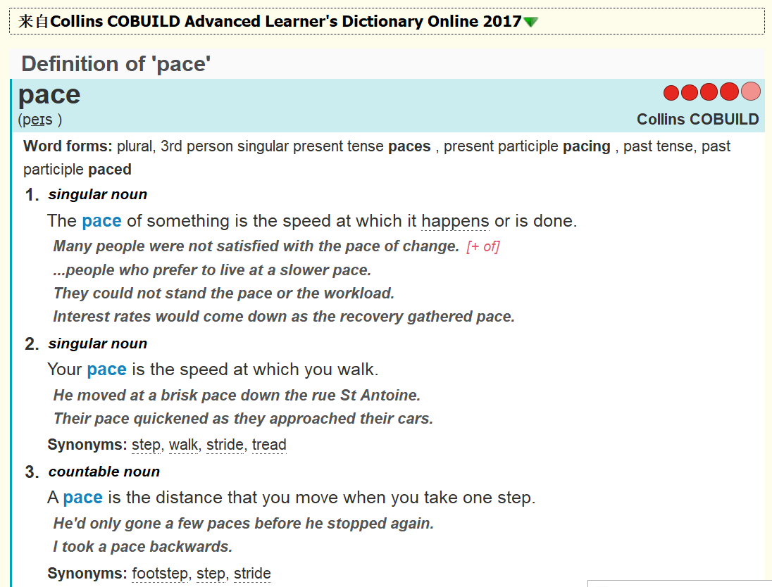 Collins COBUILD Advanced Learner's Dictionary Online 2017